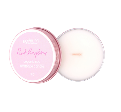 Масажна свічка Komilfo Massage Candle Pink Raspberry, рожева малина, 30 г