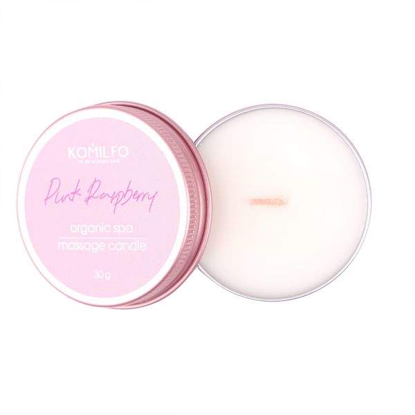Масажна свічка Komilfo Massage Candle Pink Raspberry, рожева малина, 30 г
