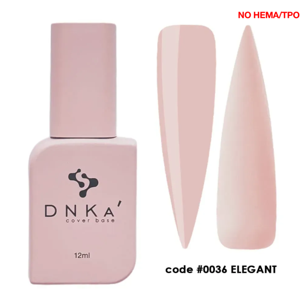 База камуфлююча DNKa Cover Rubber Base French New Formula №0036 Elegant, ніжно-персикова, 12 мл