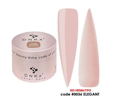 База камуфлююча DNKa Cover Rubber Base French New Formula №0036 Elegant, ніжно-персикова, 30 мл