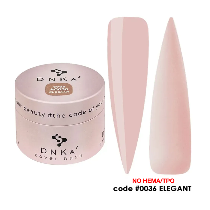 База камуфлирующая DNKa Cover Rubber Base French New Formula №0036 Elegant, нежно-персиковая, 30 мл