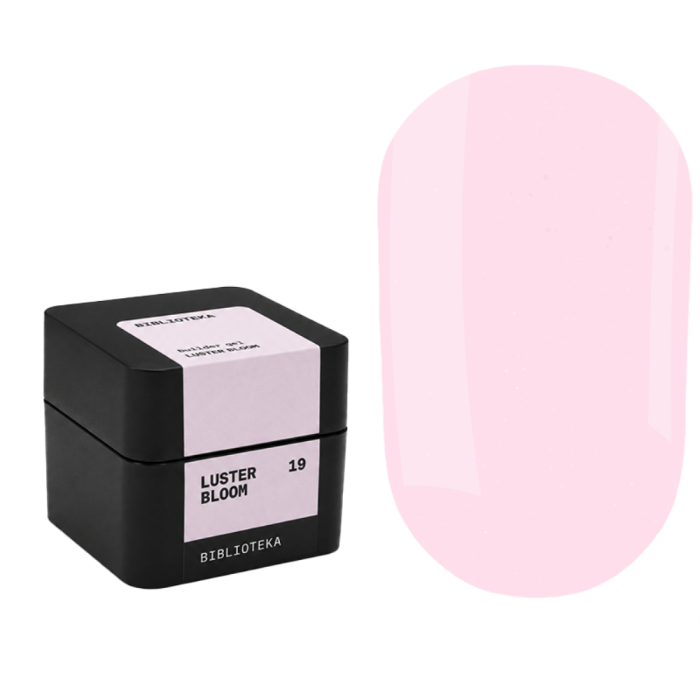 Гель для наращивания Biblioteka Builder Gel №19 Luster Bloom, нежно-розовый с шиммером, 30 мл