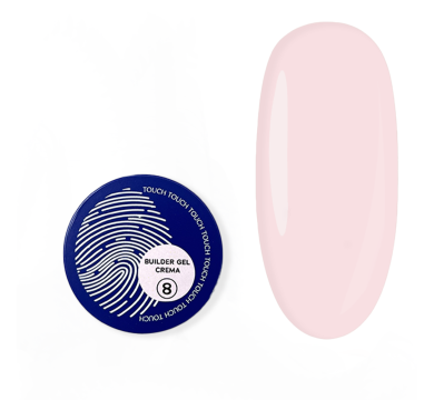 Гель для наращивания Touch Builder Gel Crema №08, полупрозрачный розово-кремовый, 15 мл