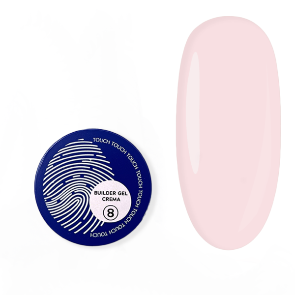 Гель для наращивания Touch Builder Gel Crema №08, полупрозрачный розово-кремовый, 15 мл