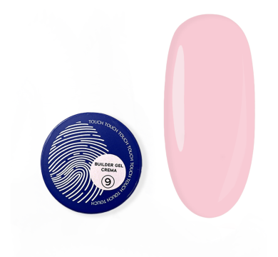Гель для наращивания Touch Builder Gel Crema №09, напівпрозорий світло-рожевий, 15 мл