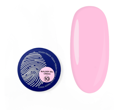 Гель для наращивания Touch Builder Gel Crema №10, напівпрозорий рожевий, 15 мл