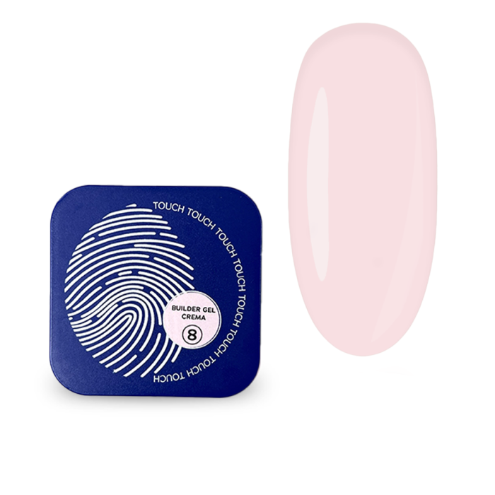 Гель для нарощування Touch Builder Gel Crema №08, напівпрозорий рожево-кремовий, 30 мл