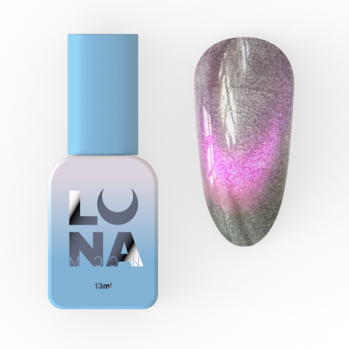 Гель-лак котяче око LUNA Color Cat Eye №253, на вітражній основі, рожевий, 8 мл