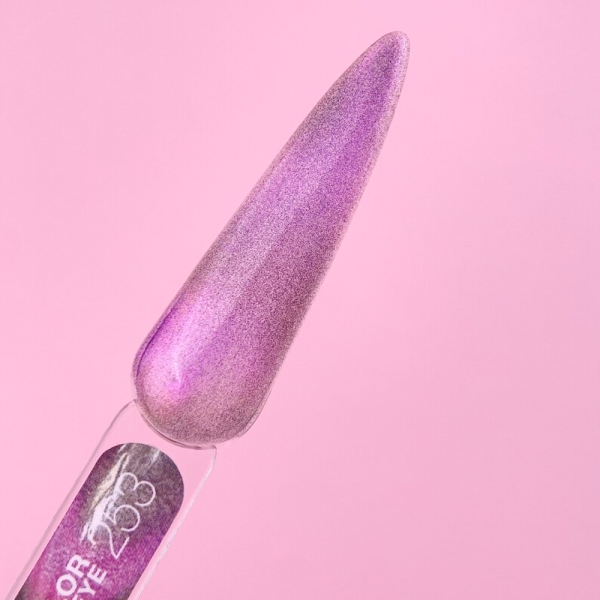 Гель-лак котяче око LUNA Color Cat Eye №253, на вітражній основі, рожевий, 8 мл