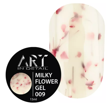 ART Builder Gel Milky Flower №009 - гель моделюючий, молочний-беж з рожевими сухоцвітами, 15 мл