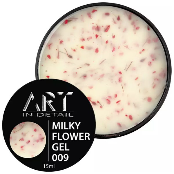ART Builder Gel Milky Flower №009 - моделирующий гель, молочный-беж с розовыми сухоцветами, 15 мл