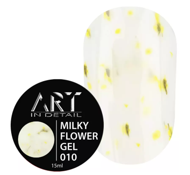 ART Builder Gel Milky Flower №010 - гель моделюючий, молочний з жовтими сухоцвітами, 15 мл