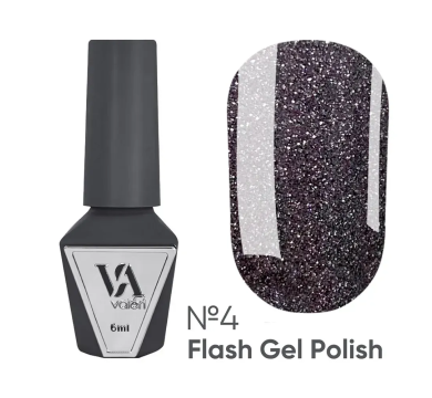 Гель-лак світловідбивний Valeri Gel Polish Flash New №04, чорно-рожевий, 6 мл