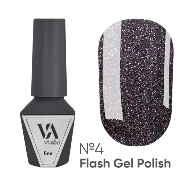 Гель-лак світловідбивний Valeri Gel Polish Flash New №04, чорно-рожевий, 6 мл