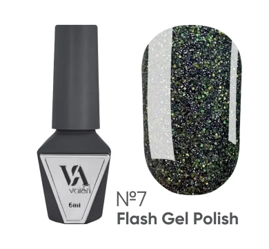 Гель-лак світловідбивний Valeri Gel Polish Flash New №07, чорно-зелений, 6 мл