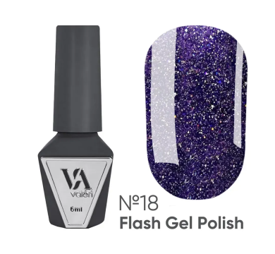Гель-лак светоотражающий Valeri Gel Polish Flash New №18, фиолетовый, 6 мл