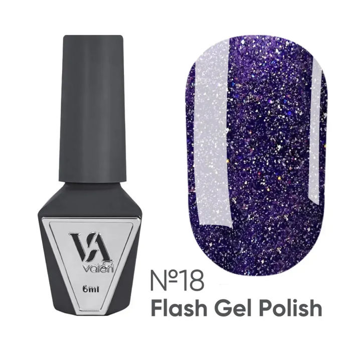 Гель-лак світловідбивний Valeri Gel Polish Flash New №18, фіолетовий, 6 мл