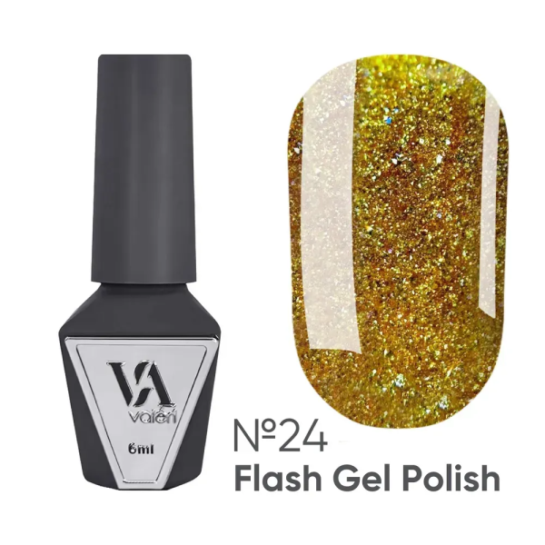 Гель-лак светоотражающий Valeri Gel Polish Flash New №24, золотая, 6 мл