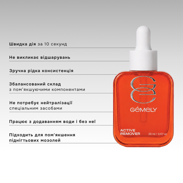 Ремувер для кутикули швидкої дії, GEMELY Active Remover, 20 мл