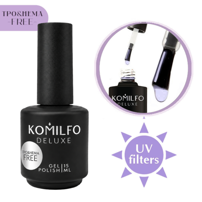 Топ без липкого слоя Komilfo No Wipe with Filters Top, с УФ-фильтрами, 15 мл (HEMA/TPO free)