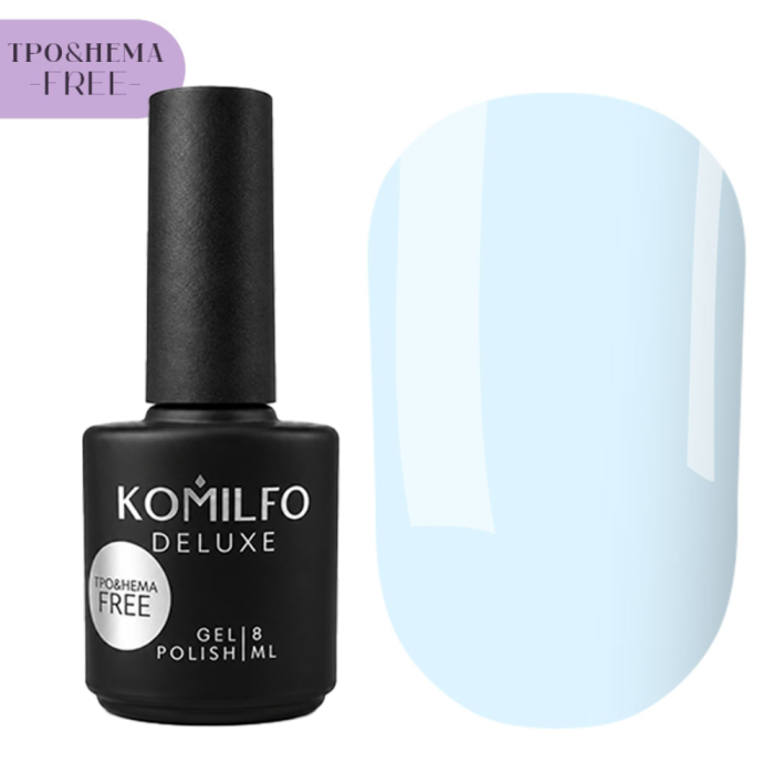 Гель-лак Komilfo Deluxe Series №D195,  ніжно-блакитний, 8 мл (HEMA/TPO free)