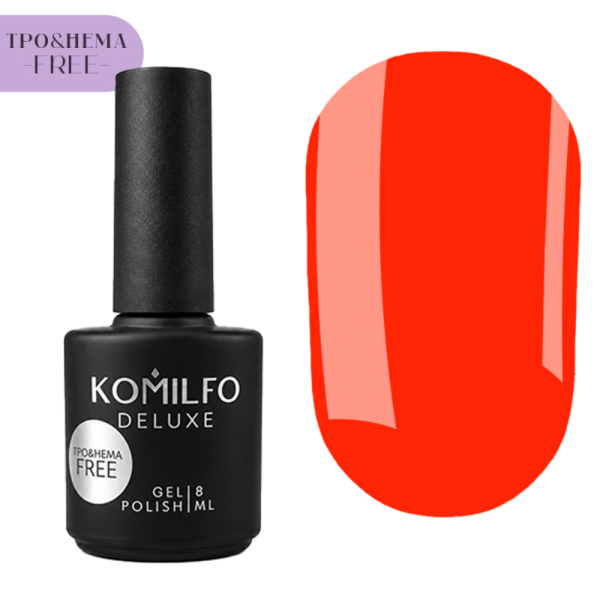 Гель-лак Komilfo Neon Collection №N003, неоново-червоний, 8 мл (HEMA/TPO free)