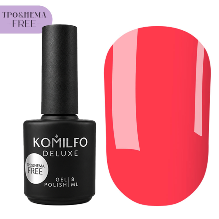 Гель-лак Komilfo Neon Collection №N007, неоново-кораловий, 8 мл (HEMA/TPO free)