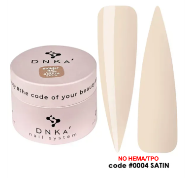 Гель для нарощування DNKa Builder Gel New Formula #0004 Satin, ніжний беж, 30 мл