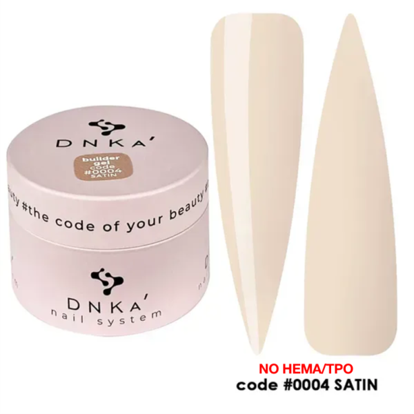 Гель для нарощування DNKa Builder Gel New Formula #0004 Satin, ніжний беж, 30 мл