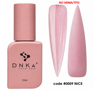 База камуфлююча DNKa Cover Rubber Base French New Formula №0009 Nice, пудро-рожева, 12 мл