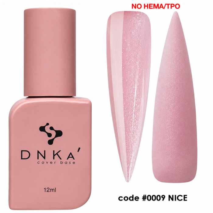 База камуфлирующая DNKa Cover Rubber Base French New Formula №0009 Nice, пудро-розовая, 12 мл