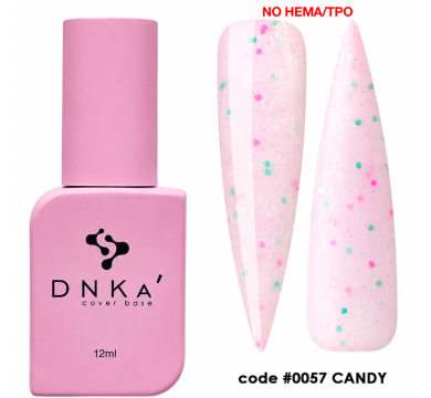 База камуфлююча DNKa Cover Rubber Base French New Formula №0057 Candy, рожева із конфеті, 12 мл