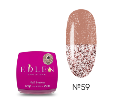 Гель для нарощування Edlen Builder Gel Flash №59, світловідбиваючий бежевий, 15 мл