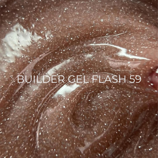 Гель для нарощування Edlen Builder Gel Flash №59, світловідбиваючий бежевий, 15 мл