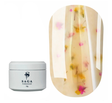 Рідкий гель SAGA Рrofessional Liquid Floral Gel №04, ніжно-жовтий із жовтими сухоцвітами, 15 мл