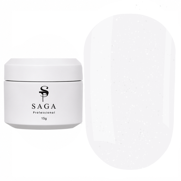 Гель для нарощення SAGA Рrofessional Builder Veil Summer №04, білий з мілким шиммером, 15 мл