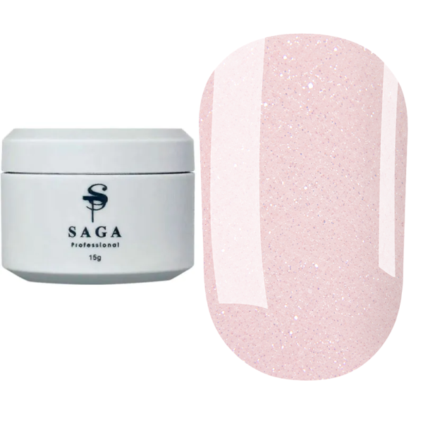 Гель для нарощування SAGA Professional Builder Night Gel №10, світловідбивний, ніжно-рожевий, 15 мл