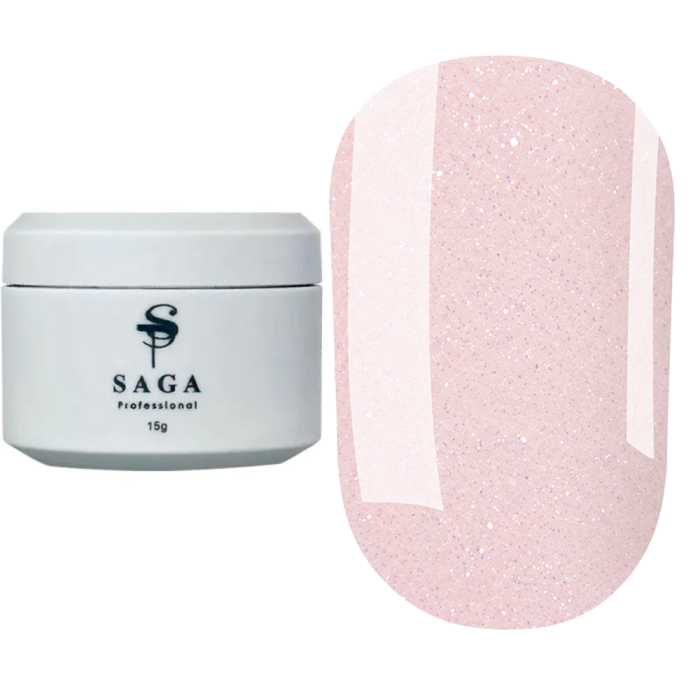 Гель для наращивания SAGA Professional Builder Night Gel №10, светоотражающий, нежно-розовый, 15 мл