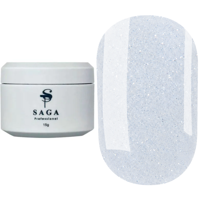 Гель для наращивания SAGA Professional Builder Night Gel №13, светоотражающий, голубой, 15 мл