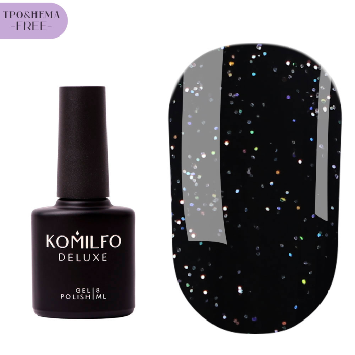 Топ без липкого шару Komilfo No Wipe Holographic Top, голографічний, 8 мл (HEMA/TPO free)
