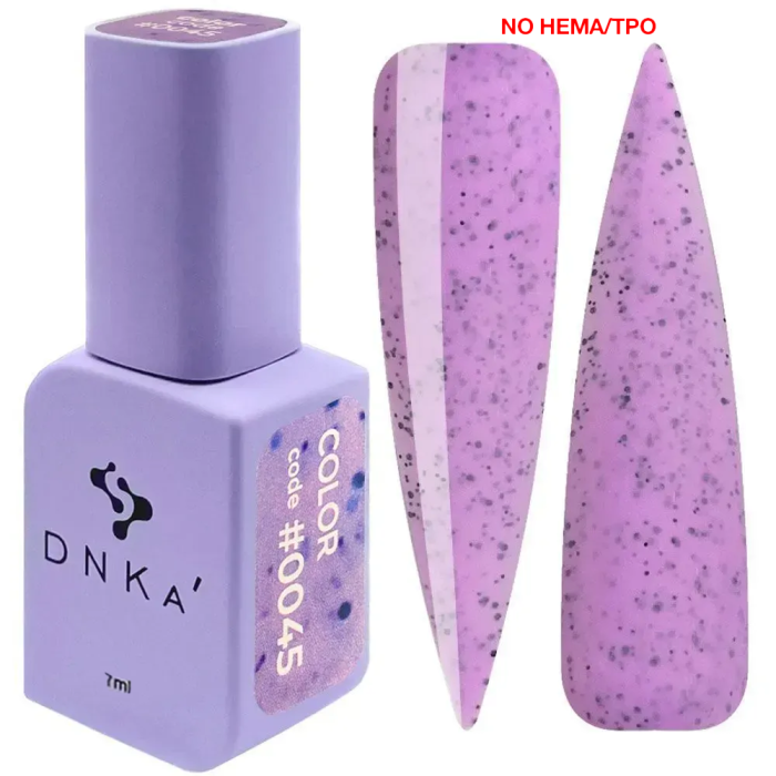 Гель-лак DNKa Gel Polish Color New Formula #0045, бузковий з чорною крихтою, 7 мл