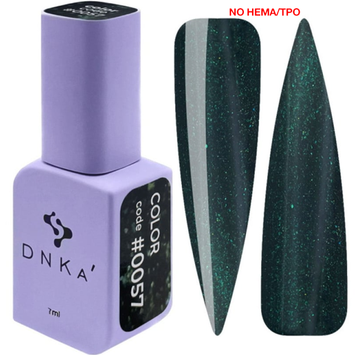 Гель-лак DNKa Gel Polish Color New Formula #0057, смарагд із шиммером, 7 мл