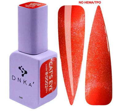 Гель-лак кошачий глаз  DNKa Color Gel Polish Cat`s Eye 80`s New Formula #0002, красный, 7 мл