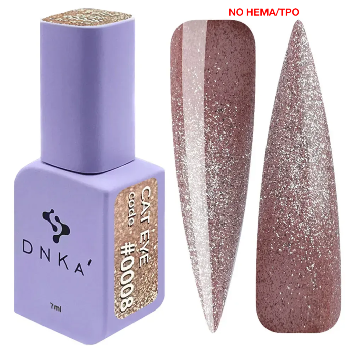 Гель-лак кошачий глаз DNKa Polish Cat`s Eye New Formula #0008, пудрово-розовый, 7 мл