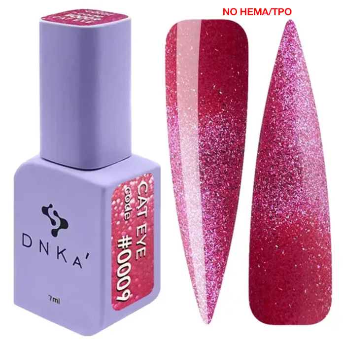 Гель-лак кошачий глаз DNKa Polish Cat`s Eye New Formula #0009, малиновый, 7 мл