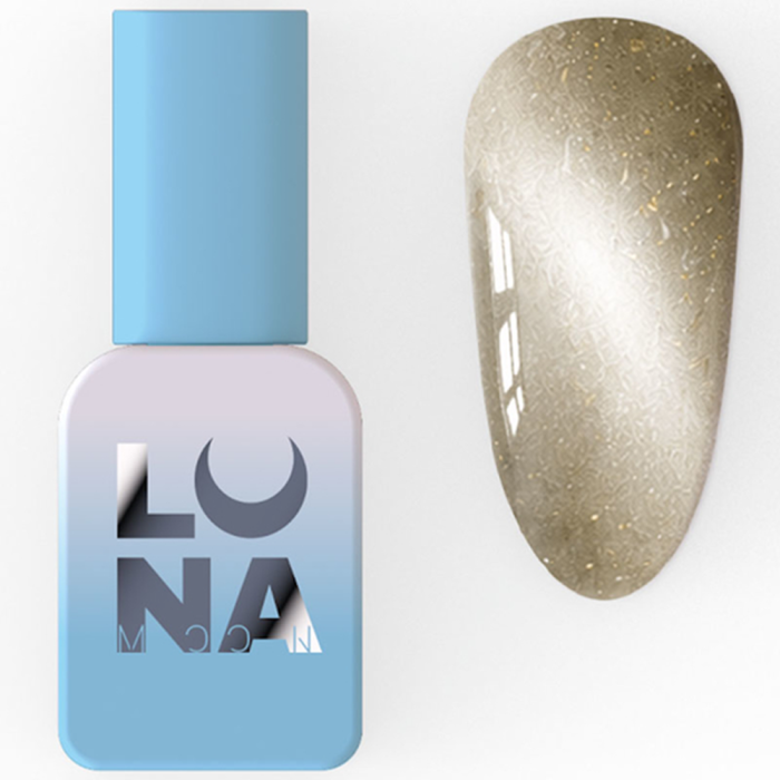 Гель-лак котяче око LUNA Color Magnetic Cat Eye №3, оливково-золотий з поталлю, 8 мл