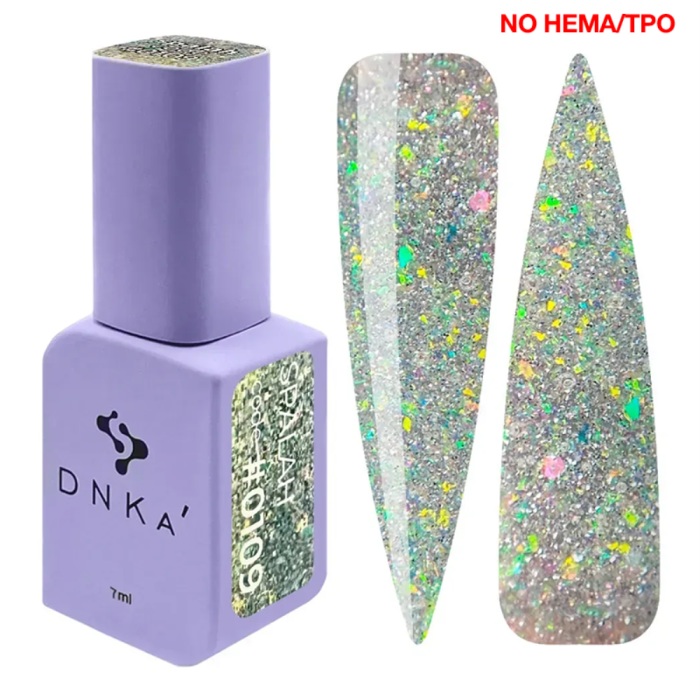 Гель-лак DNKa Gel Polish Spalah New Formula #0109 світловідбівний, сріблясто-салатовий, 7 мл