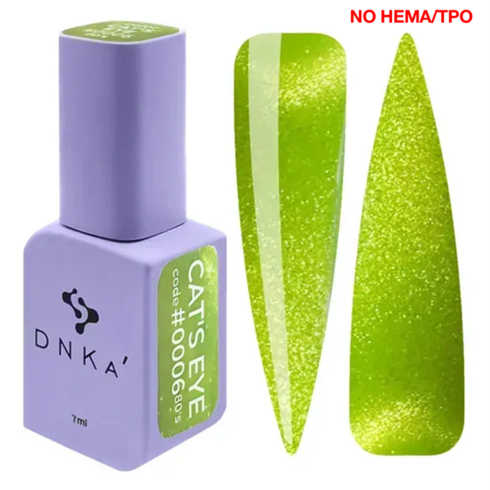 Гель-лак кошачий глаз  DNKa Color Gel Polish Cat`s Eye 80`s New Formula #0006, салатовый, 7 мл