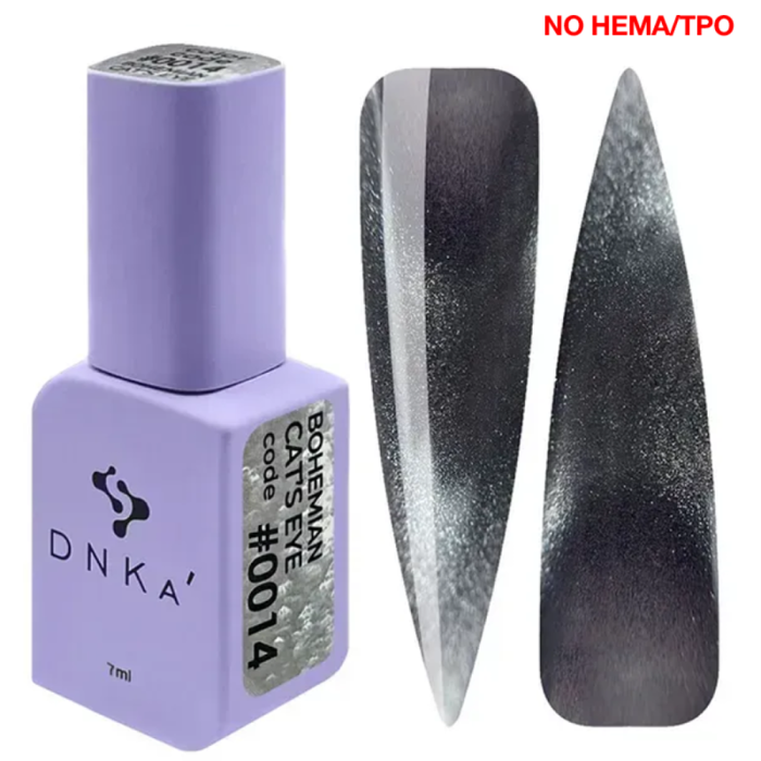 Гель-лак кошачий глаз DNKa Cat`s Eye New Formula #0014 Bohemia, срібно-ліловий, 7 мл