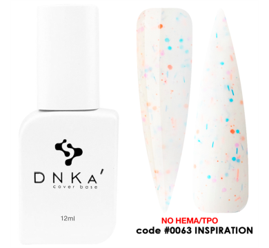 База камуфлирующая DNKa Cover Base New Formula №0063 Inspiration, молочная с конфетти, 12 мл
